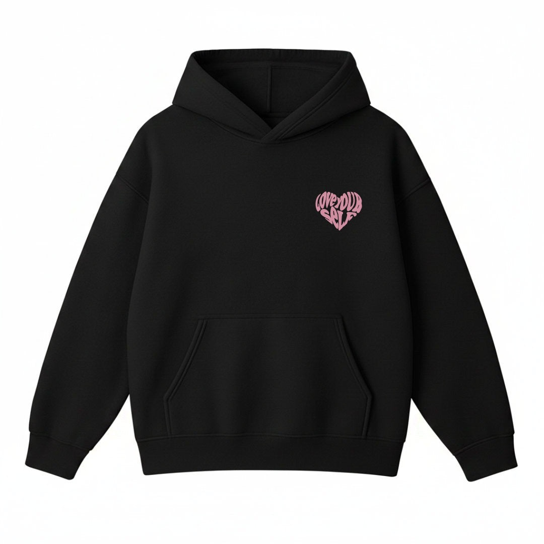LOVE YOUR SELF HOODIE-(BLACK AND PINK)