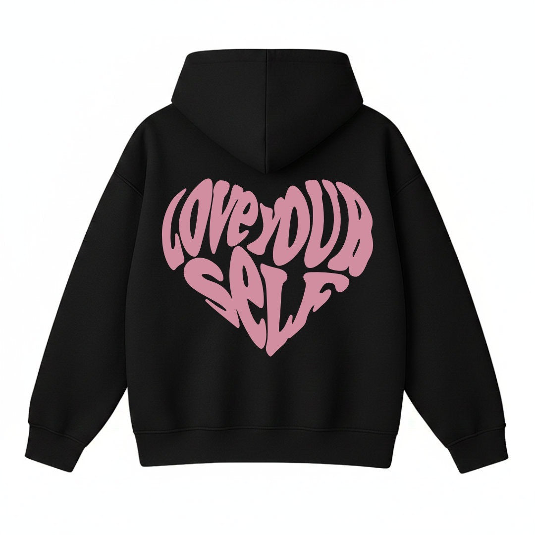 LOVE YOUR SELF HOODIE-(BLACK AND PINK)